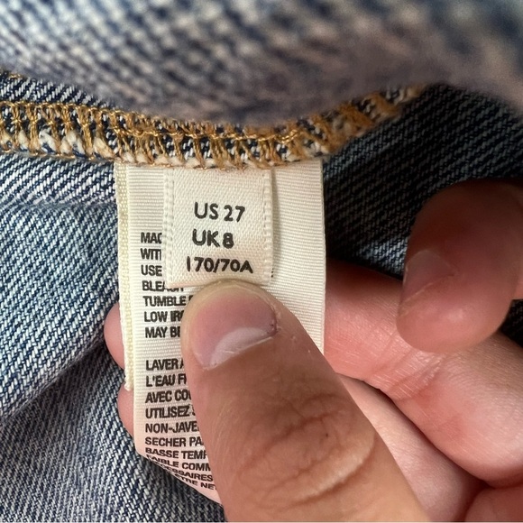 We The Free Blue Denim Jean Skirt High Rise Size 27 Boho Western Cowgirl - Picture 9 of 11